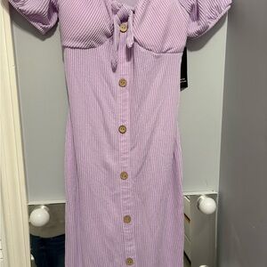 No Boundaries Purple Striped Midi Dress